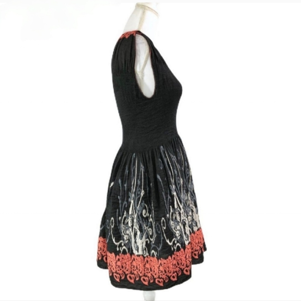 NWOT Black Max Edition Printed Shirred Stretch Dress Sz Small - Picture 5 of 13